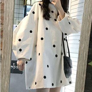 Long-sleeve Dot Plain Dress