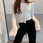 Side-buttoned Ribbed Cropped Cardigan