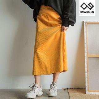 Plus Size Corduroy Long Skirt