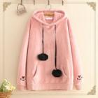 Paw Embroidered Velvet Hoodie