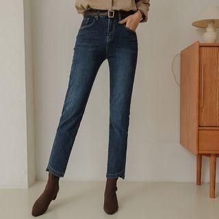 Diagonal-hem Straight-leg Jeans