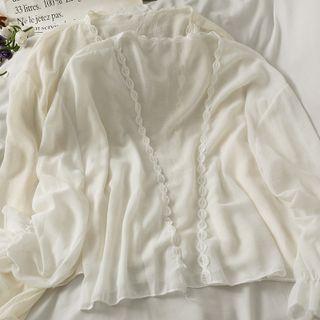 Open-front Lace-trim Sheer Light Top