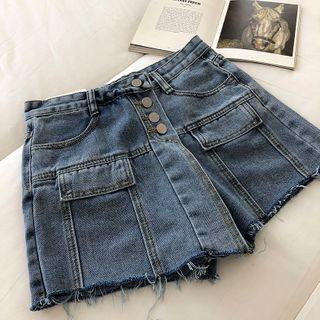 Frayed High-waist Skort