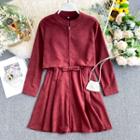 Long-sleeve Zip A-line Mini Dress