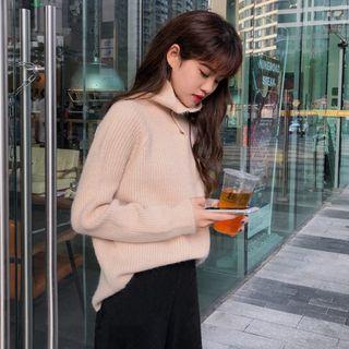 Buttoned High Neck Two Ways Knit Top