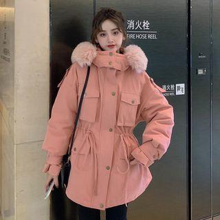 Hooded Drawstring-cuff Parka Jacket