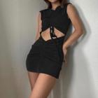 Mock Two-piece Sleeveless Cutout Dress