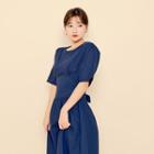 Dolman-sleeve Tie-back A-line Dress