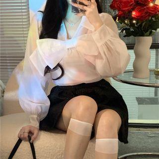 Puff-sleeve Blouse / Camisole / A-line Skirt / Set