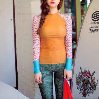 Swim Set: Long-sleeve Panel Top + Pants