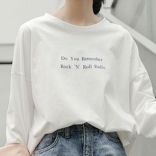 Long-sleeve Print Crewneck T-shirt