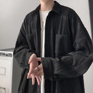 Long Sleeve Crinkled Oversized Shirt