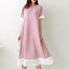 Contrast-trim Midi Flare Dress