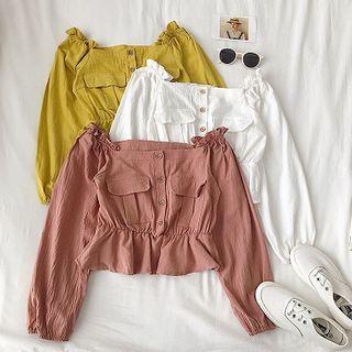 Frilled Trim Square-neck Blouse