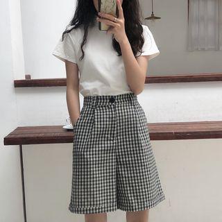 Plaid Shorts Plaid - Black - One Size