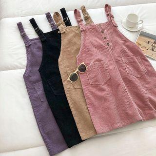 Double-pocket Corduroy Strap Dress