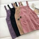 Double-pocket Corduroy Strap Dress