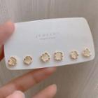 3 Pair Set: Faux Crystal Alloy Earring Set Of 3 - Gold - One Size