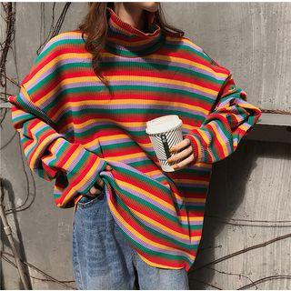 Pinstriped Turtleneck T-shirt