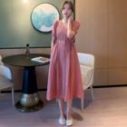 Short Sleeve V-neck Plain A-line Dress