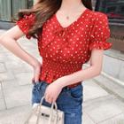 Dotted Ruffle Short-sleeve Top