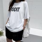 Rocky Letter Print T-shirt Ivory - One Size