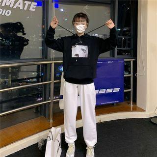 Printed Padded Hoodie / Drawstring Loose-fit Pants