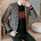 Camouflage Blazer / Plain Shirt / Patterned Sweater / Dress Pants / Set