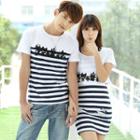 Couple Matching Striped T-shirt / Short-sleeve Striped Dress