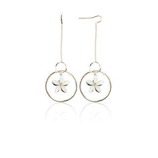 Rhinestone Flower Hoop Drop Earring Gold - One Size