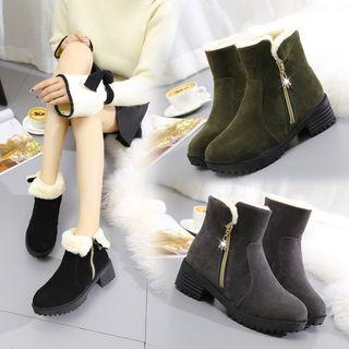 Low Heel Zip Side Snow Boots