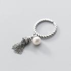 S925 Sterling Silver Faux-pearl Drop Open Ring S925 Sliver - Ring - Adjustable