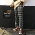 Straight-fit Cropped Plaid Pants