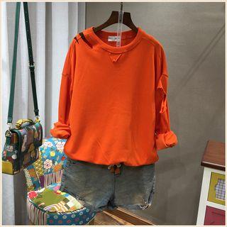 Cut Out Plain Sweatshirt
