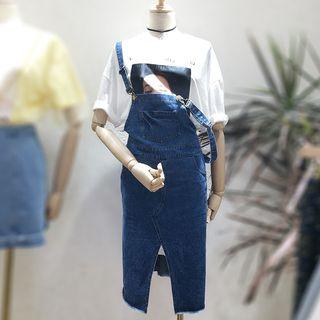 Pocket-front Slit Jumper Denim Skirt