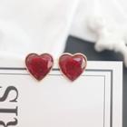 Glitter Heart Earring 1 Pair - Red - One Size