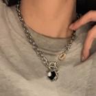Chunky Chain Charm Necklace Silver - One Size