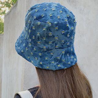 Distressed Denim Bucket Hat A962 - Blue - M