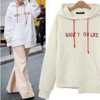 Lettering Asymmetrical Hoodie