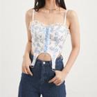 Floral Lace-up Camisole Top
