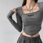 Details Square-neck Skinny Crop T-shirt