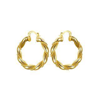 Elegant Plated Gold Round Earrings Golden - One Size