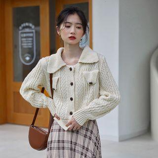 Collared Pointelle Cardigan