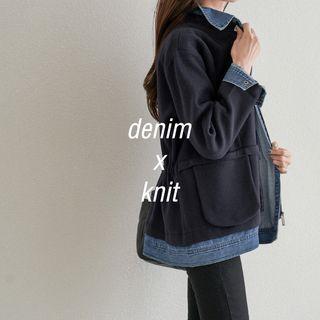 Inset Denim Shirt Zipped Jacket
