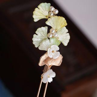 Leaf Acetate Freshwater Pearl Hair Stick