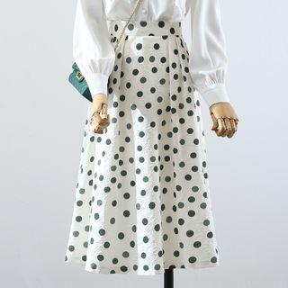 Plain Shirt / Printed Midi A-line Skirt