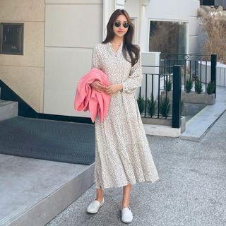V-neck Floral Tiered Long Dress