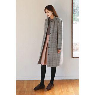 Plaid Wool Blend Mac Coat