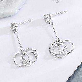 925 Sterling Silver Hoop Dangle Earring Es726 - 1 Pair - One Size