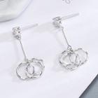 925 Sterling Silver Hoop Dangle Earring Es726 - 1 Pair - One Size